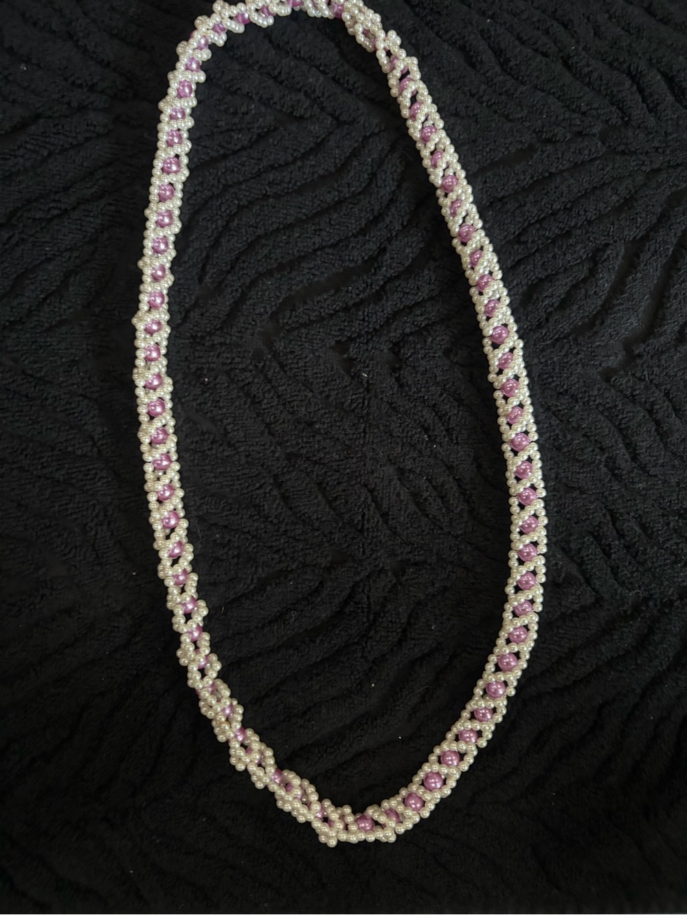 Handcrafted Cream and Purple Beaded Necklace - Elegant Women’s Jewelry